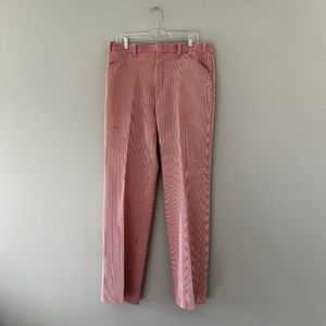 Vintage Red White Vertical Striped Straight Leg Dress Pants Trousers High Rise